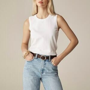 NWT J.Crew Jackie Sweater Shell Premium Ultra Fine Cotton In White Size Large